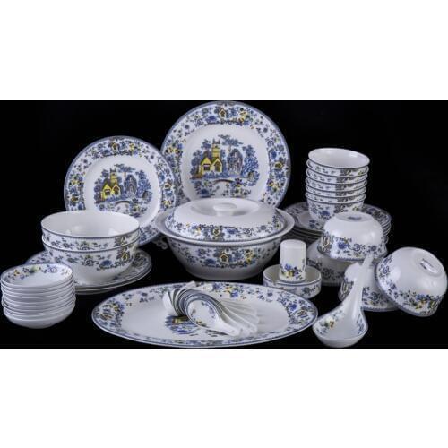 Jingdezhen ceramic tableware bowl set 56 bowl dishes porcelain tableware tableware set