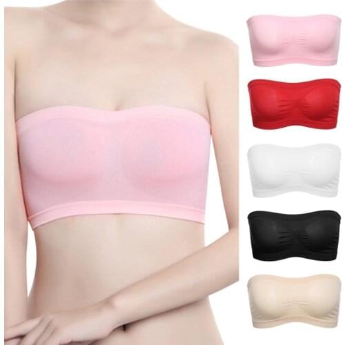New One Piece Seamless Tube Tops Double Layers Women Invisible Bra Intimates Strapless Bandeau Bra Boob Crop Spaghetti Strap