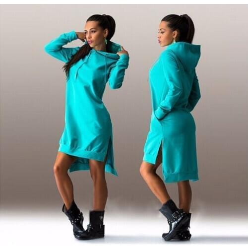 New European and American Style Mid-length Hoodie Womens Pullover Long-sleeve Fleece Hoodie Casual Hooded