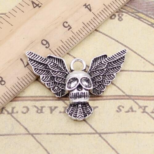 10pcs Charms Fly Skull Bat 34x25mm Tibetan Silver Color Pendants Antique Jewelry Making DIY Handmade Craft