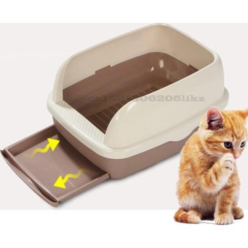 Semi-enclosed Cat Litter Basin Large Drawers Cat Toilet Splash-proof Double-layer Plastic Cat Litter Basin Pet Supplies Durable