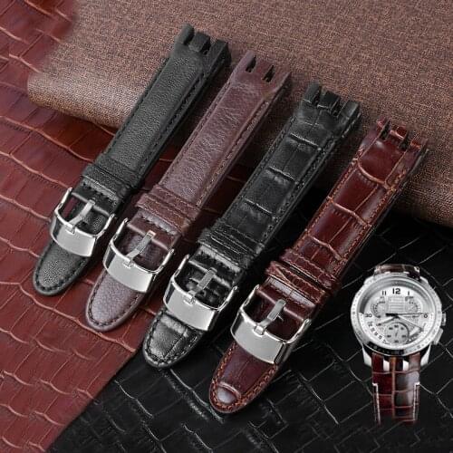 Genuine Leather Watch Strap For Swatch YRS403 412 402G watch band 21mm watchband men curved end watches bracelet