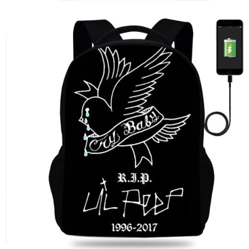 Lil Peep Backpack Hiphop 16inch School Bag For Teenagers Girls Boys Laptop Ladies Youth Travel Back pack Women Mens Daily Bags