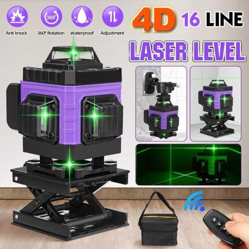 4D/3D 16/12 Lines Laser Level Green Self-leveling 360 Horizontal Vertical Cross Measure Beam Laser Level With Remote LED Display