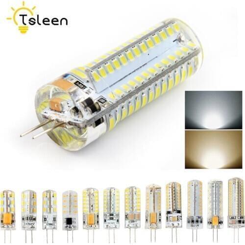 TSLEEN LED G4 3014 SMD 3W 5W 6W 8W 9W DC 12V 220V LED Lamp halogen lamp g4 led 12v Corn Bulb Silicone Lamps Chandeliers Lighting