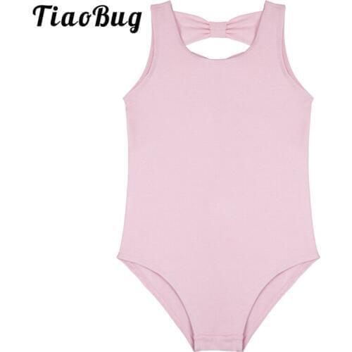 TiaoBug Cute Child Bowknot Cutout Professional Ballet Dance Leotard Girls Gymnastics Leotard Kids Ballerina Bodysuit Dance Wear