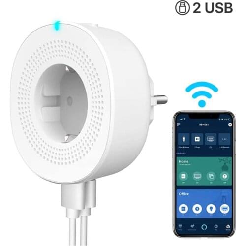 10A TUYA Smart Plug With Double USB Port WiFi EU Standard Portable Smart Home Socket Work With Alexa Google Home