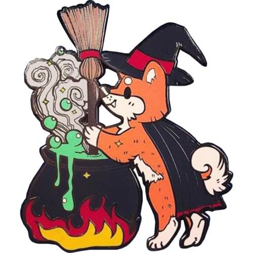 Witchy Fox Brooch mysterical cauldron BadgeTake a little bit of Magical art with this cute animal Accessory