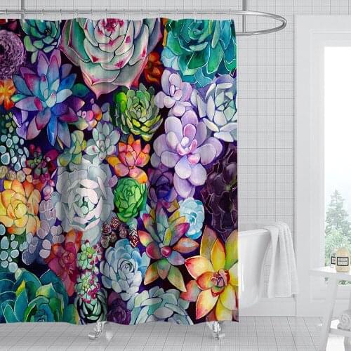 Green Tropical Shower Curtains Leaves Printed 3D Curtains for Bathroom Natural Plant Polyester Waterproof Bathroom Curtains