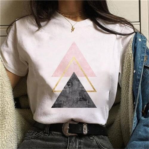 New Geometric figure printed t shirt Women 90s Short Sleeve Summer TShirt Harajuku Fashion landscape T-shirt