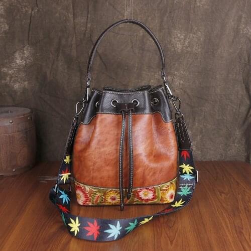 Natural Skin Women Handbag Top Handle Messenger Bags Tote Bag Flowers Lady Female Genuine Leather Cross Body Shoulder Bags