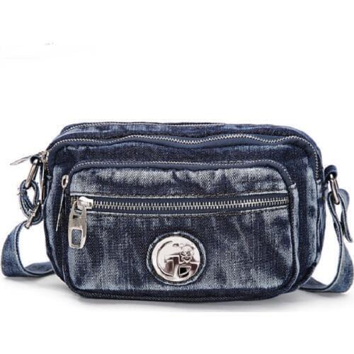 Vintage Fashion Soft Flap Simple Denim Jeans Women HandBags Waist Bag Totes Female Shoulder Messager Bag
