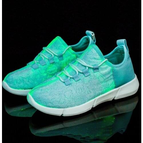 UncleJerry Women Summer Sneakers Fiber Optic LED light up Shoes for girls women USB Rechargeable glowing Shoes for party dancing