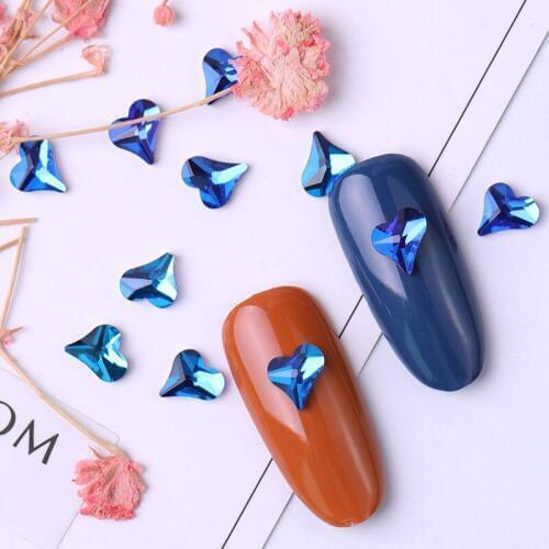 10 pieces Flatback Colorful Heart Nail Rhinestone For Nail Art Decorations Crystal Glass Stone Manicure 3D Shiny Rhinestone Gem