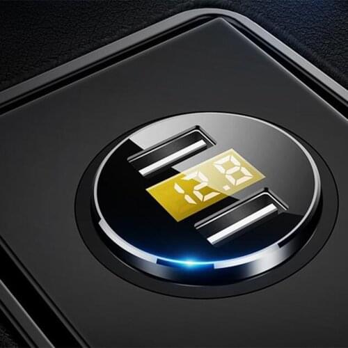 2 Port Dual USB Power Adapter Cigarette Lighter Car Charger Socket Voltmeter Dual Charging For Iphone Mobile Phone