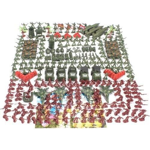 307 Pcs Army Action Figures Set Military Toy Soldier Playset Tanks Planes Flags Battlefield Accessories