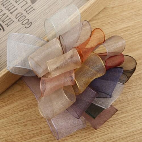 5 yards Solid Color Snow Yarn Organza Ribbon Gift Wrapping Diy Bow Hair Clothing Accessories Material Ribbons