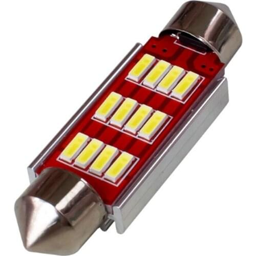 50pcs Festoon 31mm 36mm 39mm 41mm C5W Canbus Car LED Doom License Plate Light Bulb Auto Interior Lamp 12SMD White Ice Blue DC12V