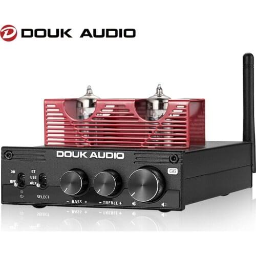 Douk Audio G6 HiFi Bluetooth 5.0 Vacuum Tube Power Amplifier Stereo Receiver Digital USB DAC Desktop Audio Amp APTX-HD 160W+160W