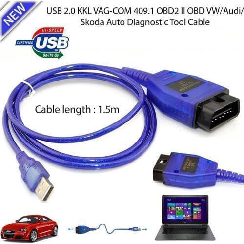 Car Auto USB Cable KKL VAG-COM 409.1 OBD2 II OBD WINDOWS 98/ME/2000/NT and XP Diagnostic Scanner V W Vag-Com Interface