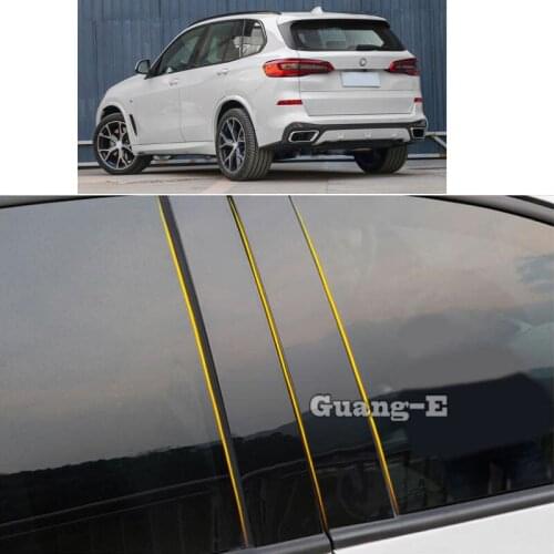 Car PC Material Pillar Post Cover Door Trim Window Piano Black Molding Sticker Plate For Bmw X5 Xdrive G05 2019 2020 2021 2022