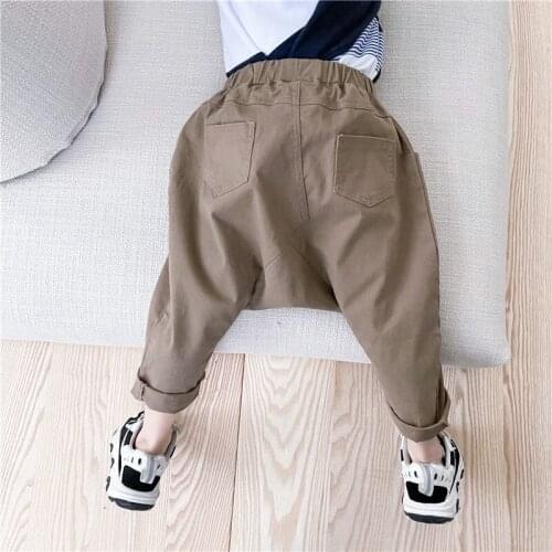 Cross Pants Elastic Waist Ankle Length Cotton Casual Fashion Simple Comfortable Spring Autumn Unisex Pants for Children