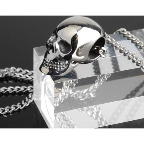 316L Stainless Steel New Retro Skull Pendant Necklace Men Women Chain Biker Punk Jewelry Gift Wholesale 316LP017