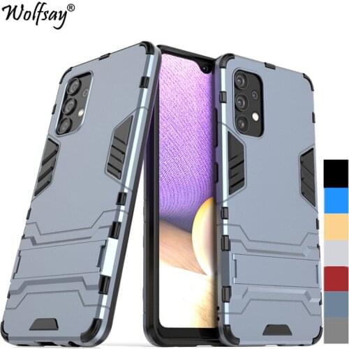 For Cover Samsung Galaxy A32 Case Bumper Hybrid Stand Silicone Armor PC Back Case For Samsung A32 Cover For Samsung A32 4G 6.4"