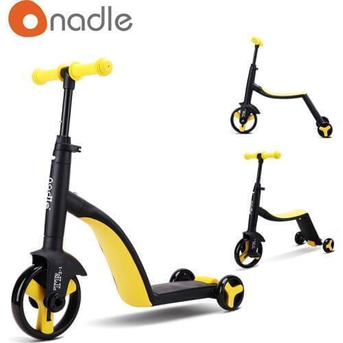 Scooter Stroller Children Tricycle Three-in-One Children Scooter 3 Wheel Folding Kick Scooter