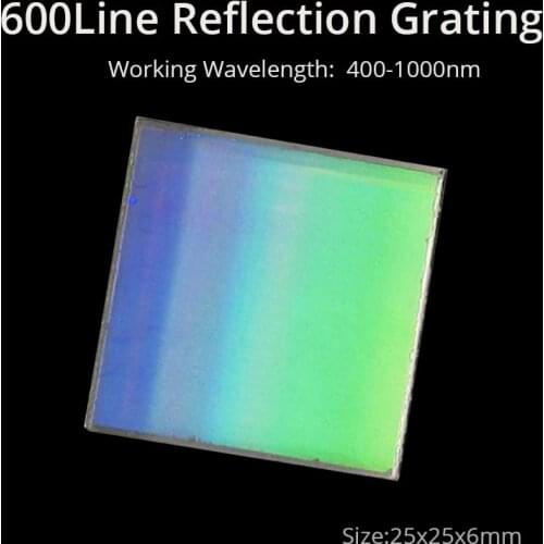25x25mm Ruled Diffraction Grating 600Line Reflection Grating K9 Optical Glass Precision Component Blaze Wavelength 780nm