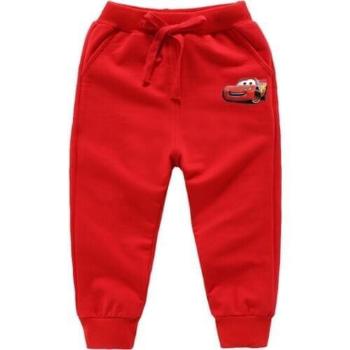 Disney Car Childrens Pants Spring Autumn Boys Casual Sports Pants 100% Cotton Trousers Elastic Band Baby Pants