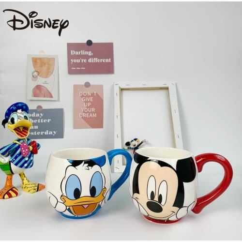 Disney Mickey Donald Duck Water Cup Cartoon Ceramic Large-capacity Mug Cartoon Pot-bellied Cup Childrens Gift