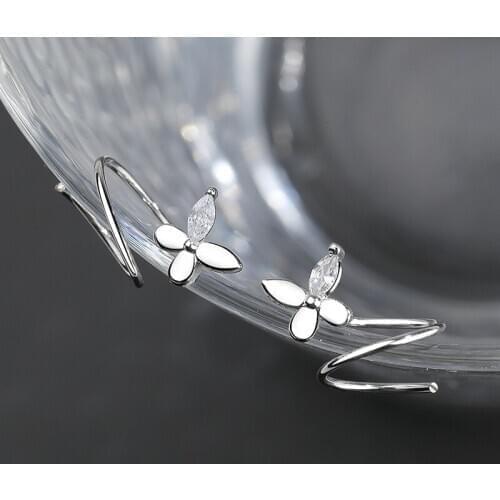 Double-layer Fashion Butterfly Earrings with Zircon Women Jewelry Girls Gift Silver Color Creative Design Stud Earring