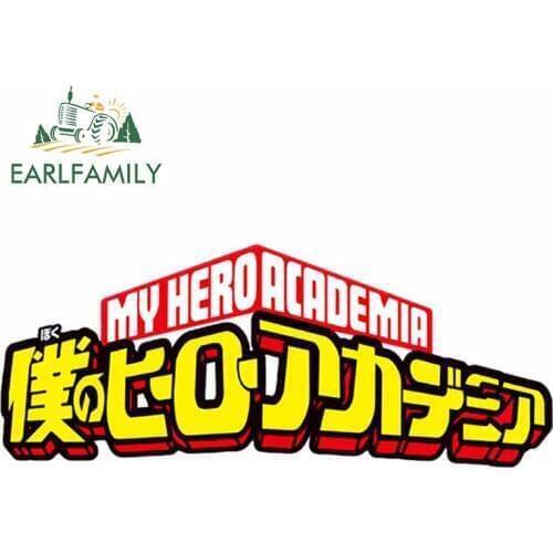 EARLFAMILY 13cm x 5.3cm for My Hero Academia Logo Car Truck Decal Fashion Occlusion Scratch Personality Stickers DIY Decoration