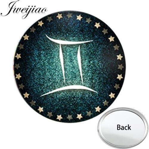 JWEIJIAO 12 Zodiac Horoscope Pisces Sagittarius Virgo Gemini Symbol Mini Pocket Mirror Makeup Vanity Hand Travel Purse Mirror