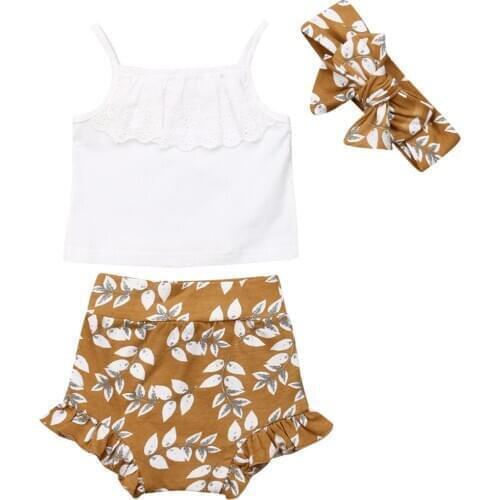 0-24M Newborn Infant Baby Girl Flower Clothes Set Vintage Ruffles Vest Tops Shorts Outfits Summer Costumes