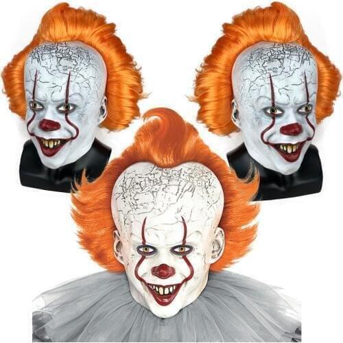 Pennywise Joker Mask Stephen King It Chapter Two 2 Horror Clown Cosplay Latex Helmet Scary Halloween Party Costume Prop 2019