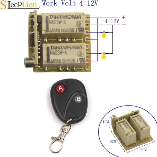 Micro 4V 9V 12V RF 2CH Wireless Control Switch Transmitter Receiver Module 4V-12V 315/433Mhz Receiver Wireless Remote Control