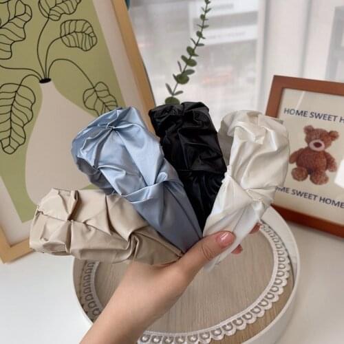 Fashion Pu Leather Hair Band Five Flower Solid Color Folds Pattern Headbands Headdresses For Hair Girls Accessories For Women