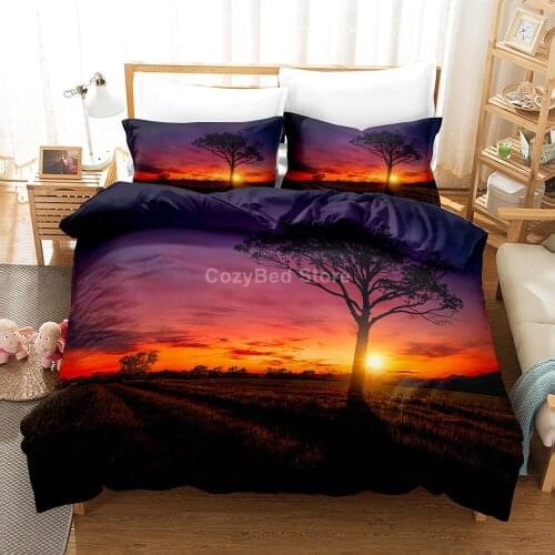 Sunset Tree Bedding Set Fashion 3d Duvet Cover Set Comforter Bed Linen Twin Queen King Single Size Home Dropshipping Scenery