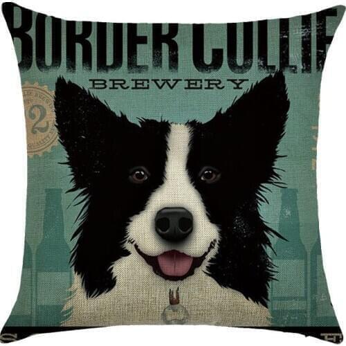 Cartoon Dog Pillowcase Linen Bulldog Pillow Case Soft Throw Cover Waist Throw Pillowcases Home Decorative