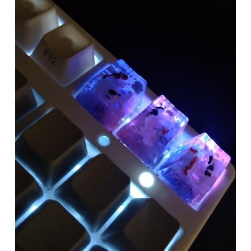 2020 New Backlit Key Cap For Cherry MX Mechanical Koi Fish Resin Artisan Keycaps 1U for Keyboard Decorate Office School Suppily