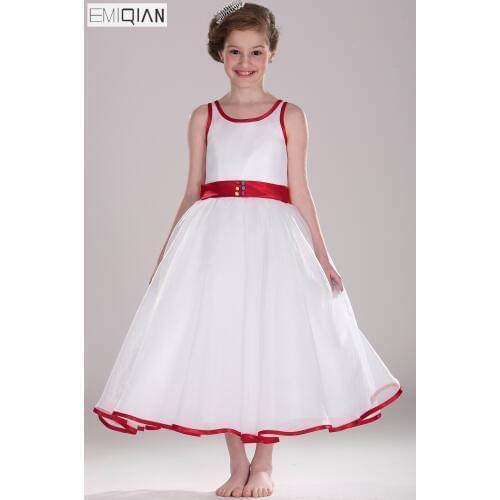 Freeshipping New Arrival Cute Tank A-Line Covered Button Organza Flower Girl Dress
