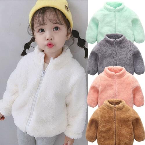 Fall Winter Kids Baby Girl Warm Jacket Plush Fleece Warm Down Coat Snowsuit Zip Up Coat Outerwear Clothes 1-5 Years