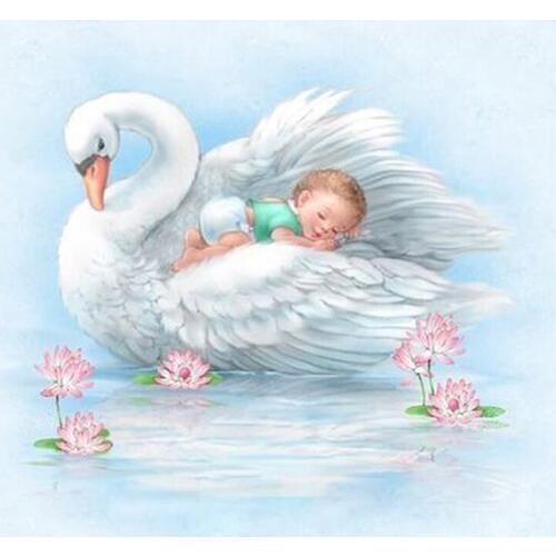 Full 5D diy Diamond Painting full square round diamond mosaic Rhinestones diamand embroidery "Baby&swan" cartoon flower painting