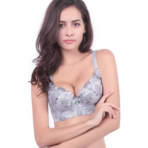 Embroidery sexy lingerie thin section autumn and winter thick small bra income Furu gather adjustable bra cup A B C D