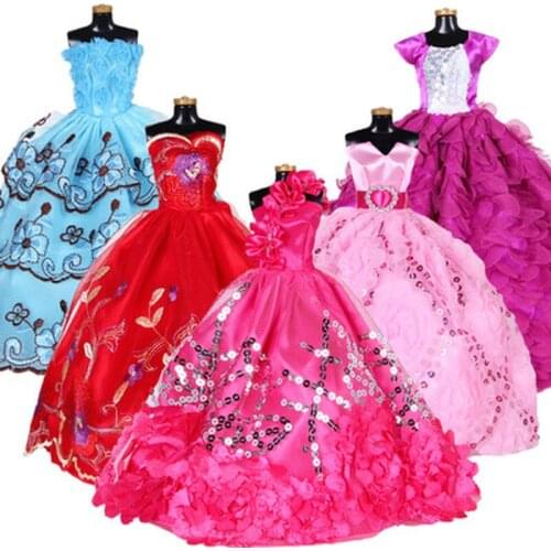 Handmade Evening Dress Doll Wedding Dress Furniture For Dolls Puppet Clothes Dolls Accessories Multi Styles Blue Color