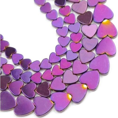 YHBZRET Natural heart Shape Purple Hematite Stone charm Loose Spacer Beads For Jewelry Making Diy Bracelet Accessories 6/8/10mm
