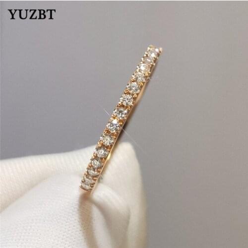 YUZBT 18K Rose Gold Round Brilliant Cut 0.1 Carat Gemstone Diamond Test Past D Color Moissanite Ring for Women Wedding Jewelry
