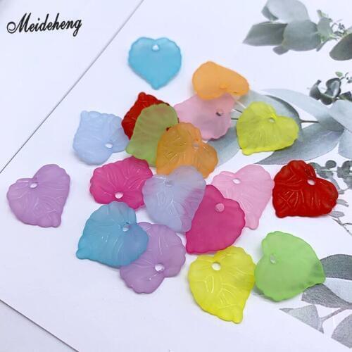 Acrylic frosted love Heart flower leaf beads For Jewelry DIY Making hair ornament hairpin headdress home Decoration Accessories